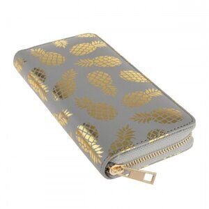 Gray and Gold Pineapple Print Wallet